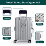 Nobl Travel Carry On Expandable Luggage, Noble Aluminum Frame PC Hard Shell Suitcase, 22.5”x14.2”x9.8” Airline Approved, 360° Spinner Wheels, TSA Locks, USB Charging, Cup & Phone Holder - Silver