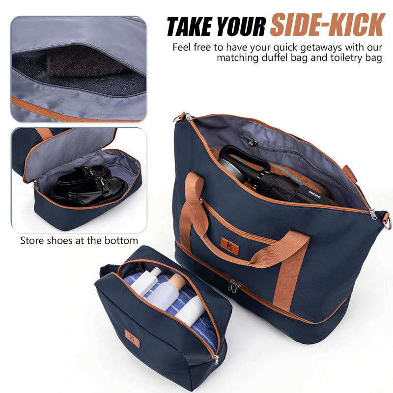 KUNEL Expandable 5 Piece Luggage Sets with Detachable Spinner Wheels and TSA Lock, Unisex Hardside ABS Suitcase Set, Hardshell Lightweight Waterproof Travel Hard Case Suitcases with Wheels, Darkblue