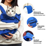 Amkune [Cozy Travel] Cat Carrier Pouch, Soft Cat Carrier for Small Cats, Kitten Carrying Bag, Restraint Bag for Nail Trimming, Vet Visits, Giving Meds, Car Travel - Klein Blue Upgrade