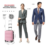 Kono 20" Carry on Luggage with Spinner Wheel TSA Lock, Lightweight PC+ABS Hardside Luggage Durable Small Carry on Suitcase Pink