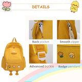 HuiLeo Cute Dcuk Backpack for Teens Girls Women, Kawaii Funny Aesthetic Corduroy Bookbag for High Middle School, Yellow