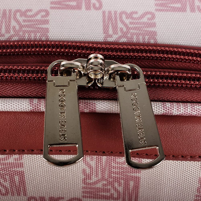 Steve Madden Designer Luggage Collection - Lightweight Softside Expandable Suitcase for Men & Women - Durable 20 Inch Carry On Bag with 4-Rolling Spinner Wheels (Chalet Pink, 20in)