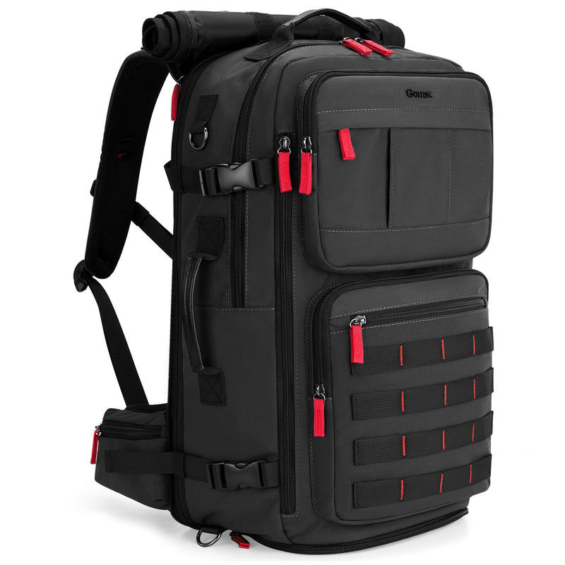 Gonex Travel Backpack, Large Carry-On Nylon Duffle Bag, 3-in-1 Convertible Laptop Bag for Men & Women, Durable for Work & Weekend Travel (Black)