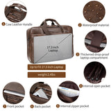 Faux Leather Messenger Bag for Men 17-17.3 Inch: Convertible 3 in 1 Backpack Laptop Bag Briefcase Computer Handbags Shoulder Crossbody Bag with Padded Laptop Sleeve for Work College Travel, PU Coffee
