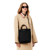 Lacoste Womens Anna Vertical Tote Bag, Black/Warm Sand, One Size