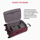 SWISSGEAR Sion Softside Expandable Spinner Luggage Durable Lightweight Travel Suitcase, Merlot, Checked-Medium 25-Inch