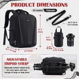 SDYSM Camera Backpack, Hardshell DSLR/SLR Camera Bag with Lens Pouch & 15.6" Laptop Compartment Waterproof Camera Case with Rain Cover Photography Backpack Compatible for Canon/Nikon/Sony/Drone Black