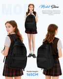 VGCUB Black School Backpacks Travel Book Bag Waterproof Work Light Aesthetic College Backpack for School Girls Boys Teens Mochilas Escolares Para Niñas Casual Daypack for Women Men