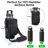 Ajrwiiy Water Bottle Carrier Bag for YETI Rambler 46/36oz Bottle - Water Bottle Holder with Strap, Adjustable Shoulder Sling Bag with 2 Pocket for Travel Hiking