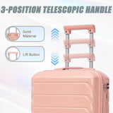 Clyrava 20 Inch Carry on Hardshell Luggage Sets of 2 Piece with Spinner Wheels and 14" Cosmetic Case, Pink Small Suitcases with Combination Lock, Checked Luggage for Travel Men/Women/Girls