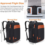 Lumesner Carry on Travel Backpacks, Extra Large 40L Flight Approved Bag for Men & Women,Expandable Suitcase Backpack With 4 Packing Cubes,Water Resistant Luggage Daypack Business Weekender Bag, Black