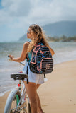 Roxy Women's Shadow Swell Backpack | Travel | Everyday Carry | Work | Gym | 21L | Recycled Polyester, White Viva La Vida