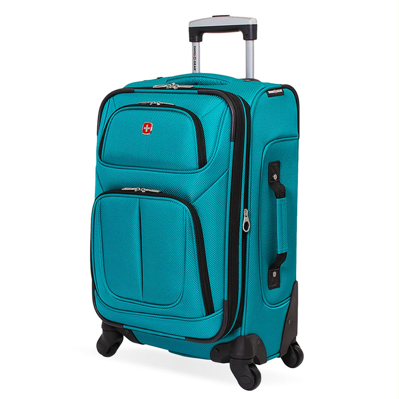 SWISSGEAR Sion Softside Expandable Spinner Luggage Durable Lightweight Travel Suitcase, Teal, Carry-On 21-Inch