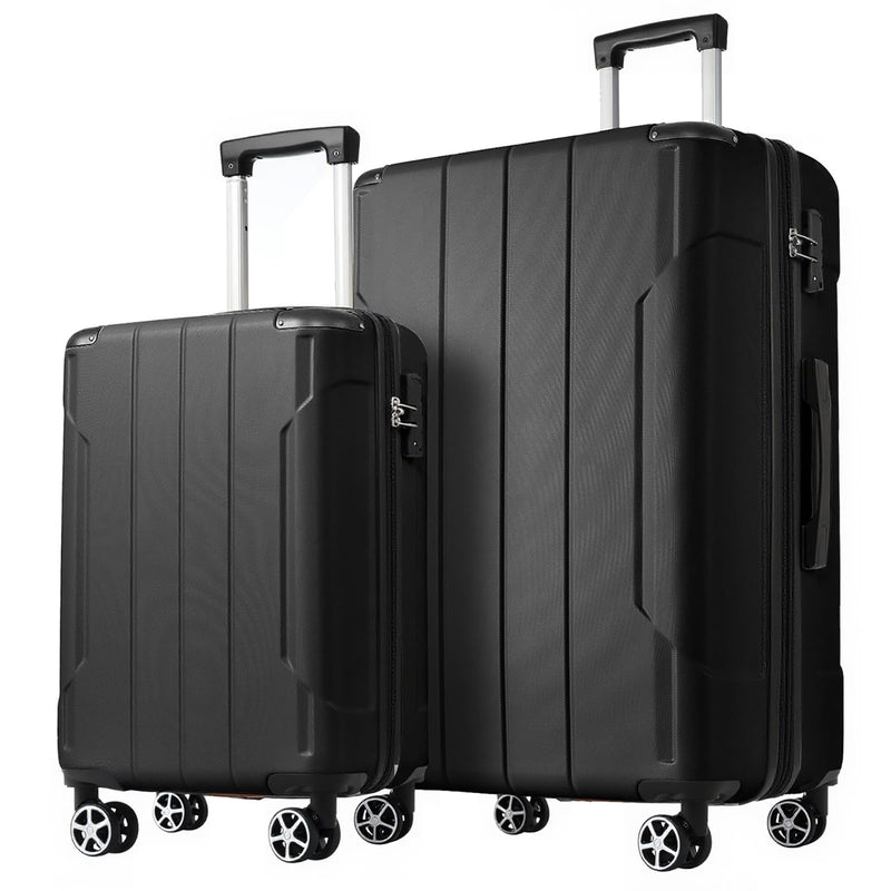 Zentrava 2 Piece Luggage Sets, 20/28 Inch ABS Hardside Spinner Wheels Suitcase Set with TSA Lock, Durable Lightweight Expandable Luggage for Men Women (Black, 2-Piece Set)
