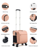 Hanke 16 Inch Underseat Carry On Luggage with Wheels Small Suitcase Softside Luggage Bags for Travel Lightweight Suitcases with Wheels Travel Luggage Personal Item for Men and Women(Pink)