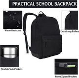 SUPACOOL Casual Laptop Backpack for Men and Women, Work backpack, Black Backpacks, College School Backpack for Boys and Girls, USB Charging Port, Lightweight Travel Back Pack(Black)