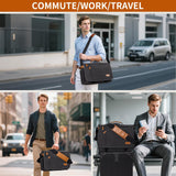 ESTARER Messenger Bag 17-17.3 Inch, Men's Computer Satchel Water-resistant Canvas, Teacher Laptop Briefcase for Work Office College, Dark Grey