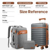 UKEIN Luggage Sets 3 Piece, Carry On Luggage 20In With Spinner Wheels,PC Hardside Suitcase Set with TSA Lock,Durable Carry On Suitcase With Travel Backpack for Men (Grey, 3 piece set (20inch))
