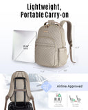 LIGHT FLIGHT Travel Laptop Backpack Women, 15.6 Inch Anti Theft Laptop Backpack with USB Charging Hole Water Resistant Casual Daypack Computer Backpack for Work, Warm Gray