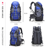 Bseash 50L Hiking Backpack, Water Resistant Lightweight Outdoor Sport Daypack Travel Bag for Camping Climbing Skiing Cycling (Blue - No Shoe Compartment)