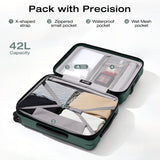 Coolife Carry On Luggage Suitcase : 22x14x9 Airline Approved Travel Luggage with Spinner Wheels, Front Pocket Expandable Hardshell Suitcases with TSA Lock Green