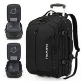 Fanwoli Rolling Vacuum Backpack Travel with One-Button Compression, 55L Expandable, Water Resistant Carry-On Suitcase Luggage, Ideal for Outdoor/Family/Trips