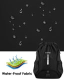 BROTOU Soccer Drawstring Backpack, Basketball Bag, Volleyball Football Bags with Ball and Shoe Compartment(1- Reflective strip, Black)