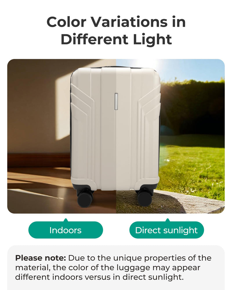 BAGSMART Expandable Carry On Luggage 22x14x9 Airline Approved, 1OO% PC Lightweight Hard Shell Suitcase, 20 Inch Travel Luggage with Spinner Wheels, Waterproof Rolling Suitcase, Biege