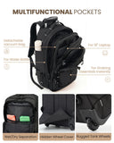 Fanwoli Rolling Vacuum Backpack Travel with One-Button Compression, 55L Expandable, Water Resistant Carry-On Suitcase Luggage, Ideal for Outdoor/Family/Trips