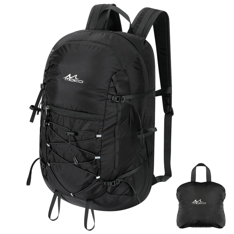 MoKo Hiking Backpack, 40L Large Capacity Camping Backpack with Multiple Pockets, Tear-Resistant Travel Daypack for Men Women, Packable and Lightweight Hiking Daypack for Travel Camping Outdoor, Black