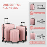 Karl home Luggage Sets 3 Piece, ABS Hardside Suitcase Set with Double Spinner Wheels & TSA Lock for Travel Business, 3-Piece Set (20/24/28), Light Pink