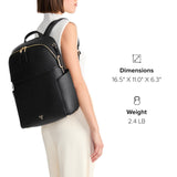 TUMI - Voyageur Raina Backpack - Women's Premium Leather Backpack - Everyday Bag with Phone Pocket & Laptop Compartment - Black, Light Gold Hardware