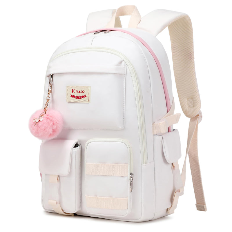 Girls Backpack,15.6 Inch Laptop School Bag Large Primary Elementary Middle College Bookbags Kids Backpacks for Teens Girls Women Students Anti Theft Travel Daypack (Off white)