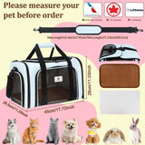 DSDCDJ Cat Carrier Dog Carrier - Soft-Sided Cat Carrier with Plush Pad & Cooling Mat, Easy-Load 4-Side Zipper & 3-Side Mesh Ventilation, Pet Carrier Airline Approved for Cats/Dogs Up to 16 lbs, Blue