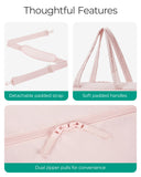 BAGSMART Gym Bag for Women, Lightweight Puffer Duffle Bag 2-PC Travel Bag, 31L Weekender Overnight Bag Quilted Carry On Tote Bag, Diaper Hospital Dance bag for Travel, Gym, Water Resistant, Pink