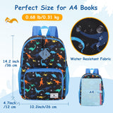 VX VONXURY Kids Backpack,Cute Preschool Toddler Schoolbag for Boys with Chest Strap Small（Black Dinosaur