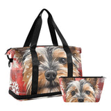 Colorful Dog Buffalo Plaid Snowflakes Christmas Travel Duffel Bags Travel Weekender Gear Bag with Toiletry Bag for Business Trips 2 Pcs Set