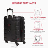 SwissGear 7366 Signature Hardside Expandable Luggage with Spinner Wheels, TSA Lock, Cup-Holder, Black, 3-Piece Set (19/23/27)