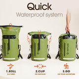 Earth Pak Waterproof Backpack - Heavy Duty Hiking Backpack - Roll-Top Closure Bag - Cushioned Dry Bag Waterproof Phone Case