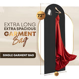 72" Long Dress Bags for Gowns - Wedding Dress Garment Bag for Dresses - Long Garment Bags for Hanging Clothes & Closet Storage - Durable Travel Bag for Women with ID Window