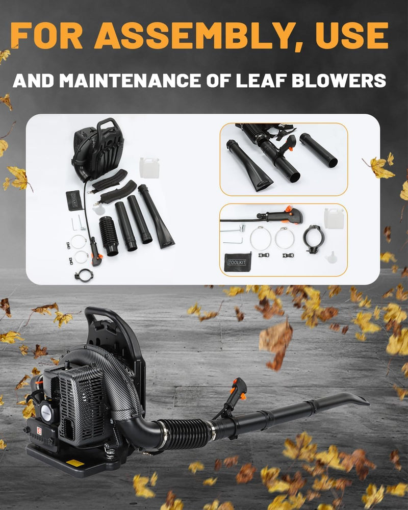 72CC Gas Backpack Leaf Blower, 760 CFM, 230 MPH 2 - Stroke Blower with Adjustable Speed, Low Noise, and Ergonomic Design for Lawn, Yard, Garden & Commercial Use - Black