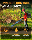 72CC Gas Backpack Leaf Blower, 760 CFM, 230 MPH 2 - Stroke Blower with Adjustable Speed, Low Noise, and Ergonomic Design for Lawn, Yard, Garden & Commercial Use - Black