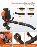 75.6CC Gas Backpack Leaf Blowers 847CFM Powerful Gas Blowers 236 MPH Low Vibration 2 - Cycle Ergonomic Harness System for Garden