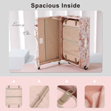 7998 3 Piece Vintage Suitcase Set Women Cute Carry on Luggage with Hat Box Cosmetic Case (pink floral, 26"+20"+12")