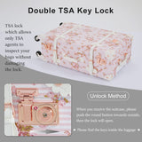 7998 3 Piece Vintage Suitcase Set Women Cute Carry on Luggage with Hat Box Cosmetic Case (pink floral, 26"+20"+12")