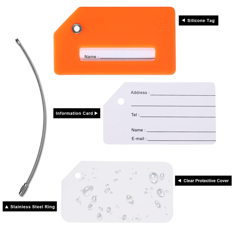 8 Pack Silicone Luggage Tags for Suitcases, TSA Approved, Privacy Protection Suitcase Bag Tag with Stainless Loop, Plane Travel Essentials by Gostwo, Mixed Color