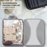 8 Set Compression Packing Cubes for Travel, Compression Bags for Travel Expandable Travel Packing Organizers for Carry on Suitcase Travel Bags Organizer for Luggage (Gray)