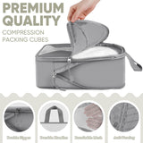 8 Set Compression Packing Cubes for Travel, Compression Bags for Travel Expandable Travel Packing Organizers for Carry on Suitcase Travel Bags Organizer for Luggage (Gray)