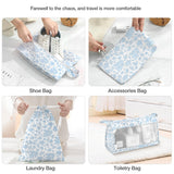 8 Set Packing Cubes for Suitcases,Packing Cube with Shoe, Cosmetics, Clothing, and Accessories Bags Packing Cubes for Travel Luggage Organizer Women Men(Blue Flowers)