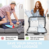 8 Set Packing Cubes for Suitcases,Packing Cube with Shoe, Cosmetics, Clothing, and Accessories Bags Packing Cubes for Travel Luggage Organizer Women Men(Blue Flowers)